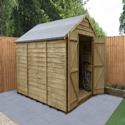 4LIFE Overlap Pressure Treated 10ft x 8ft Apex Shed - Double Door, No Windows - SGP Garden Ltd