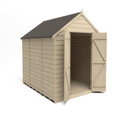 4LIFE Overlap Pressure Treated 10ft x 8ft Apex Shed - Double Door, No Windows - SGP Garden Ltd