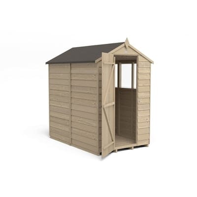 4LIFE Overlap Pressure Treated 6ft x 4ft Apex Shed - 4 Windows - SGP Garden Ltd