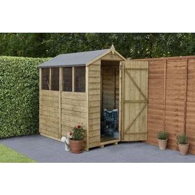 4LIFE Overlap Pressure Treated 6ft x 4ft Apex Shed - 4 Windows - SGP Garden Ltd