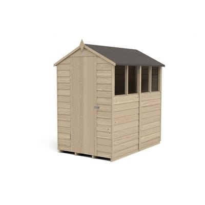 4LIFE Overlap Pressure Treated 6ft x 4ft Apex Shed - 4 Windows - SGP Garden Ltd