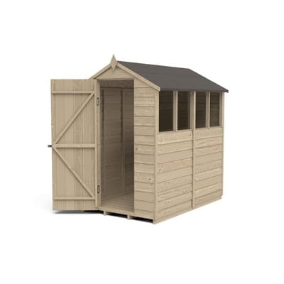 4LIFE Overlap Pressure Treated 6ft x 4ft Apex Shed - 4 Windows - SGP Garden Ltd