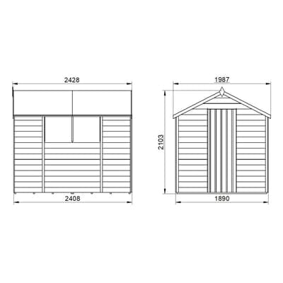 4LIFE Overlap Pressure Treated 8ft x 6ft Apex Shed - SGP Garden Ltd