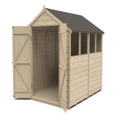 4LIFE Overlap Pressure Treated 8ft x 6ft Apex Shed - Double Door, 4 Windows - SGP Garden Ltd