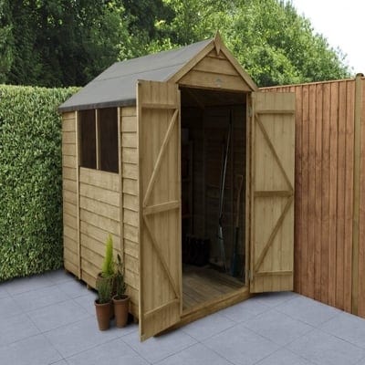 4LIFE Overlap Pressure Treated 8ft x 6ft Apex Shed - Double Door - SGP Garden Ltd