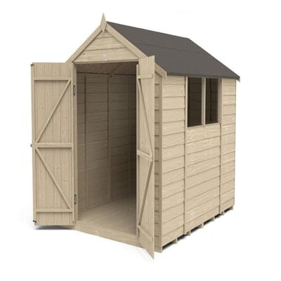 4LIFE Overlap Pressure Treated 8ft x 6ft Apex Shed - Double Door - SGP Garden Ltd