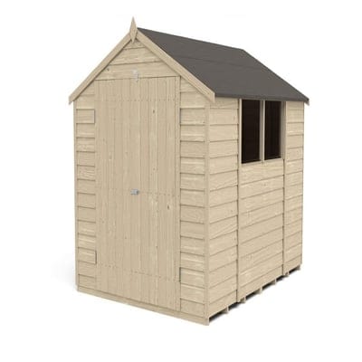 4LIFE Overlap Pressure Treated 8ft x 6ft Apex Shed - Double Door - SGP Garden Ltd
