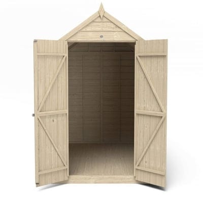 4LIFE Overlap Pressure Treated 8ft x 6ft Apex Shed - Double Door, No Windows - SGP Garden Ltd