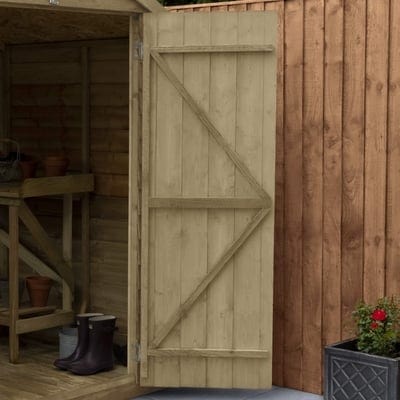 4LIFE Overlap Pressure Treated 8ft x 6ft Apex Shed - Double Door, No Windows - SGP Garden Ltd