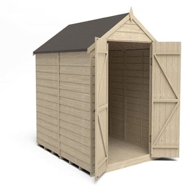 4LIFE Overlap Pressure Treated 8ft x 6ft Apex Shed - Double Door, No Windows - SGP Garden Ltd