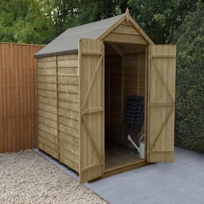 4LIFE Overlap Pressure Treated 8ft x 6ft Apex Shed - Double Door, No Windows - SGP Garden Ltd