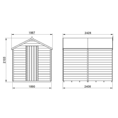 4LIFE Overlap Pressure Treated 8ft x 6ft Apex Shed - No Window - SGP Garden Ltd