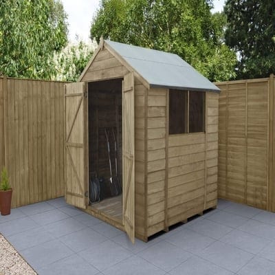 4LIFE Overlap Pressure Treated Apex Shed Double Door - All Sizes - SGP Garden Ltd
