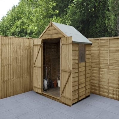 4LIFE Overlap Pressure Treated Apex Shed Double Door - All Sizes - SGP Garden Ltd