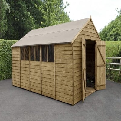 4LIFE Overlap Pressure Treated Apex Shed Double Door - All Sizes - SGP Garden Ltd