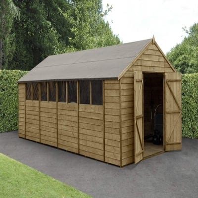 4LIFE Overlap Pressure Treated Apex Shed Double Door - All Sizes - SGP Garden Ltd