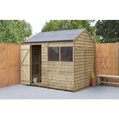4LIFE Overlap Pressure Treated Reverse Apex Shed - All Sizes - SGP Garden Ltd
