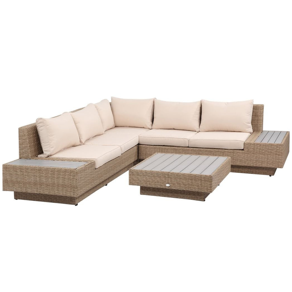 4Pcs Rattan Sofa Garden Set Coffee Table Chairs Loveseat Outdoor w/ Cushion - SGP Garden Ltd