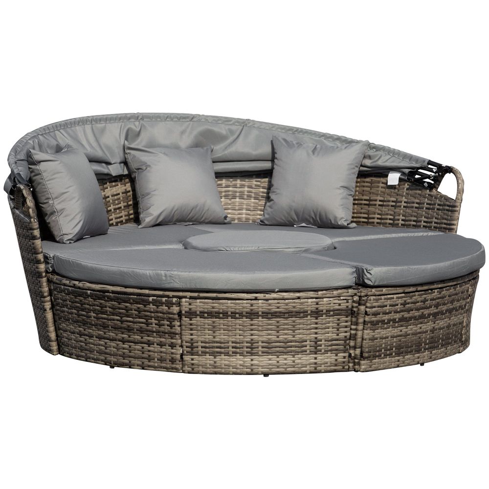 5 Pc Outdoor Plastic Rattan Wicker Sofa Bed Sectional Set - SGP Garden Ltd