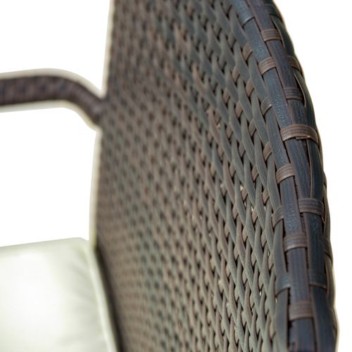 6-Seater Brown Rattan Garden Furniture Tempered Glass Table - SGP Garden Ltd