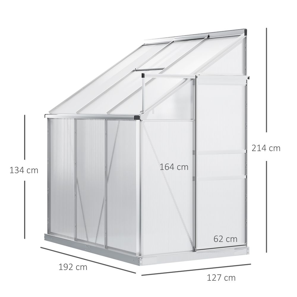 6 x 4ft Polycarbonate Greenhouse Aluminum Roof Vent, Rain Gutter Sliding Door, - SGP Garden Ltd
