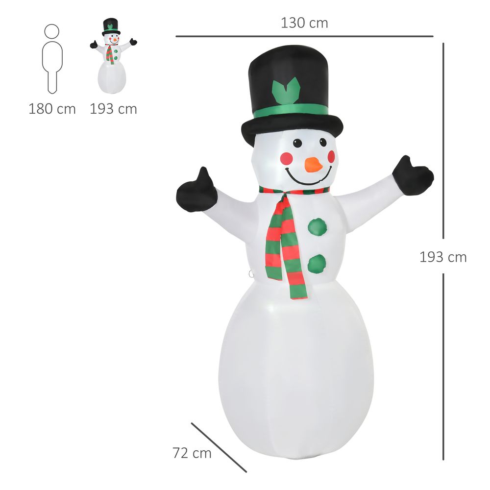6.5ft Inflatable Snowman LED Christmas Xmas Air Blown Outdoor Garden Decor - SGP Garden Ltd