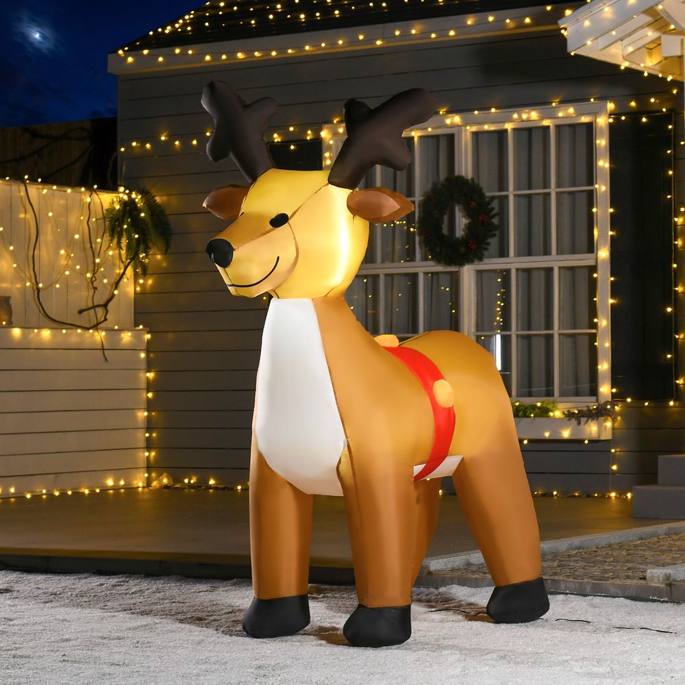 6ft Christmas Inflatable Reindeer Deco Xmas Lights Indoor and Outdoor Animal - SGP Garden Ltd
