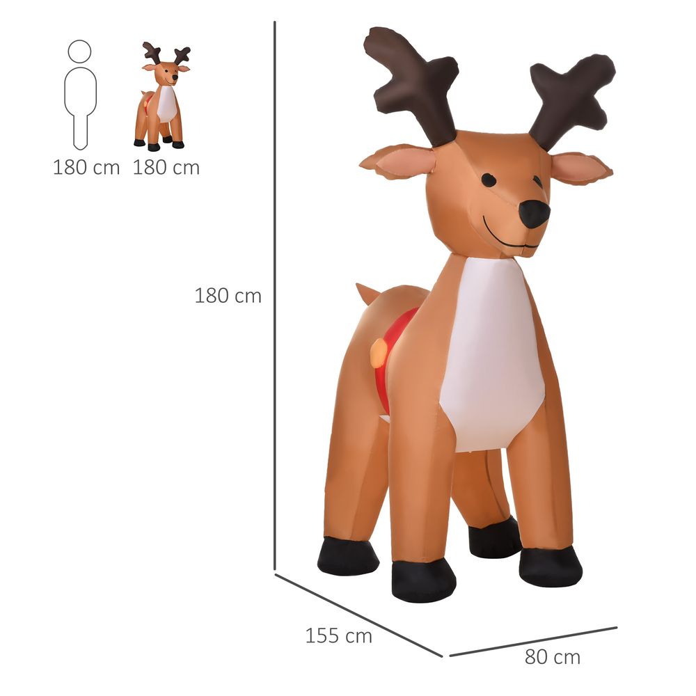 6ft Christmas Inflatable Reindeer Deco Xmas Lights Indoor and Outdoor Animal - SGP Garden Ltd