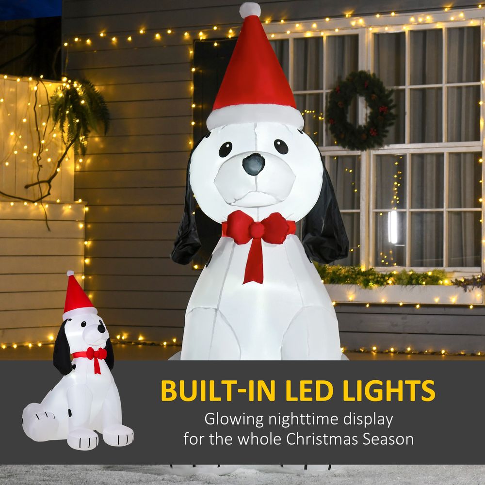 6ft Inflatable Christmas Puppy Dog Wearing Santa Hat Lighted Outdoor Indoor - SGP Garden Ltd