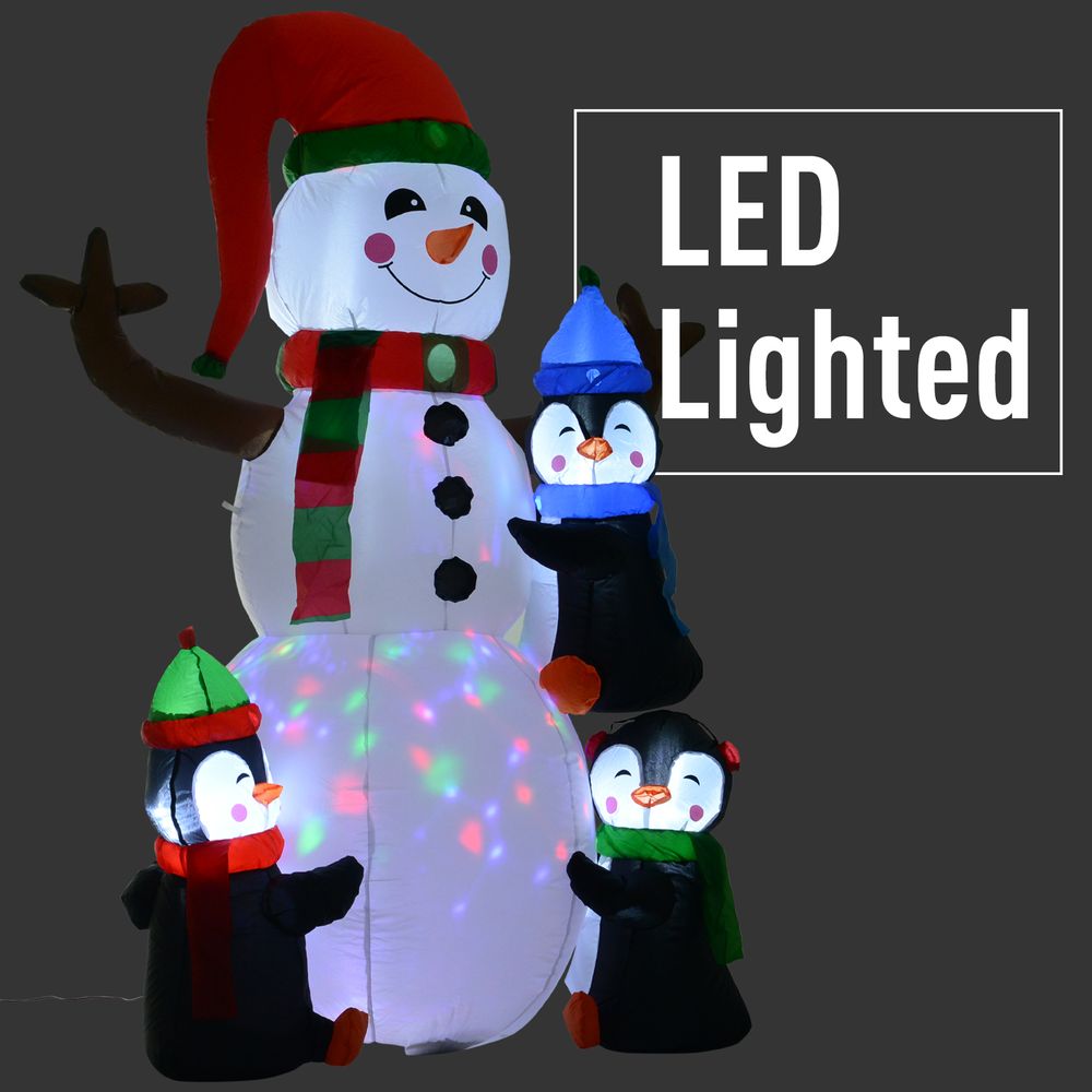 6ft Inflatable Christmas Snowman with Three Penguins LED Outdoor Yard Deco - SGP Garden Ltd