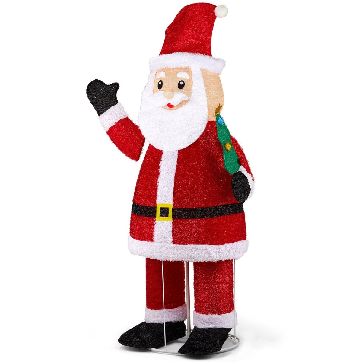 6FT Lighted Santa Christmas Yard Decorations, Pre-lit Pull Up Santa Waving Hand with 180 LED Warm White Lights and Ropes Stakes for Xmas Outdoor Holiday Indoor Decor Lighted Holiday Displays - SGP Garden Ltd