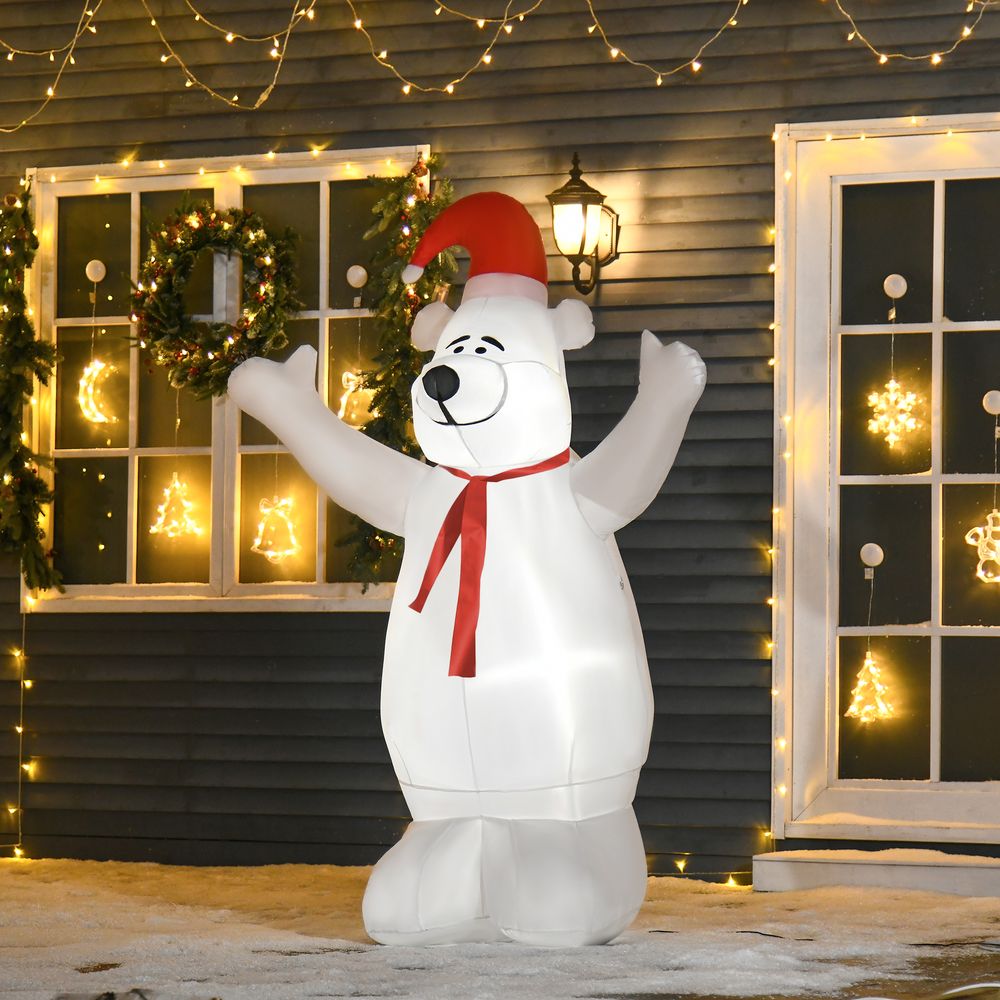 6ft Tall Outdoor Inflatable Bear Airblown Projection Holiday Christmas Lawn - SGP Garden Ltd