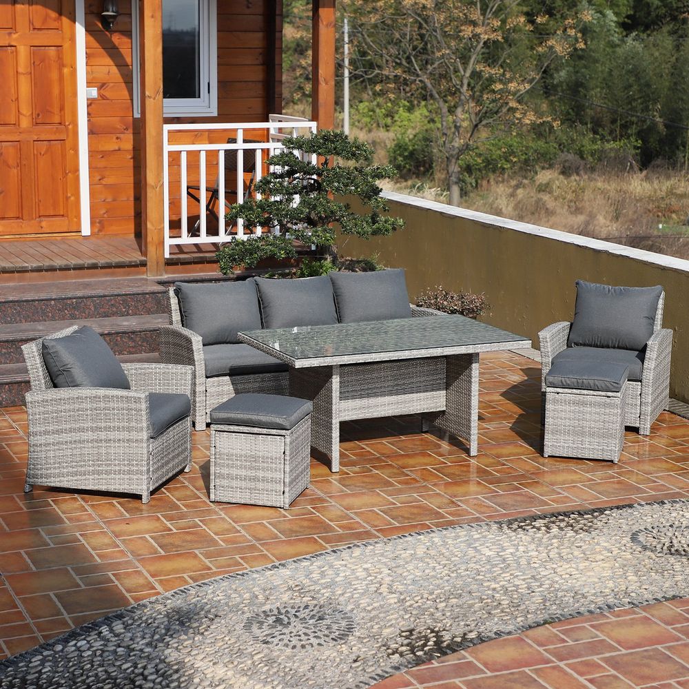 6Pcs Rattan Dining Set - Outdoor w/ Cushion - Garden Furniture - SGP Garden Ltd