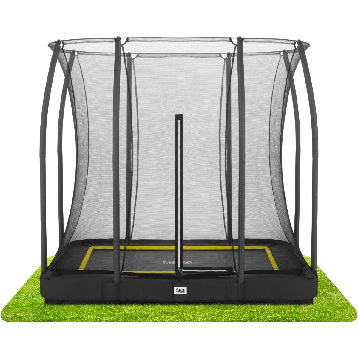7ft x 5ft Salta Black Rectangular Comfort Edition Inground Trampoline with Enclosure - SGP Garden Ltd