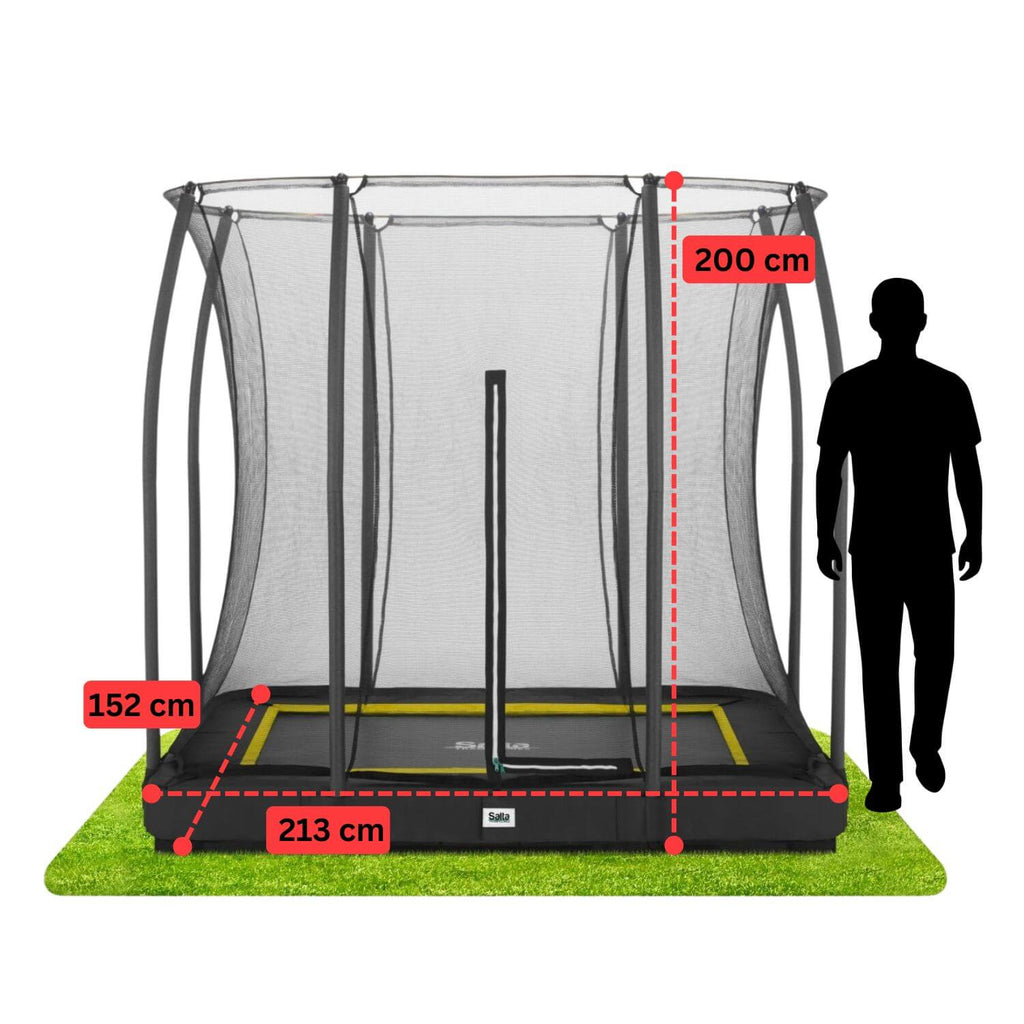 7ft x 5ft Salta Black Rectangular Comfort Edition Inground Trampoline with Enclosure - SGP Garden Ltd