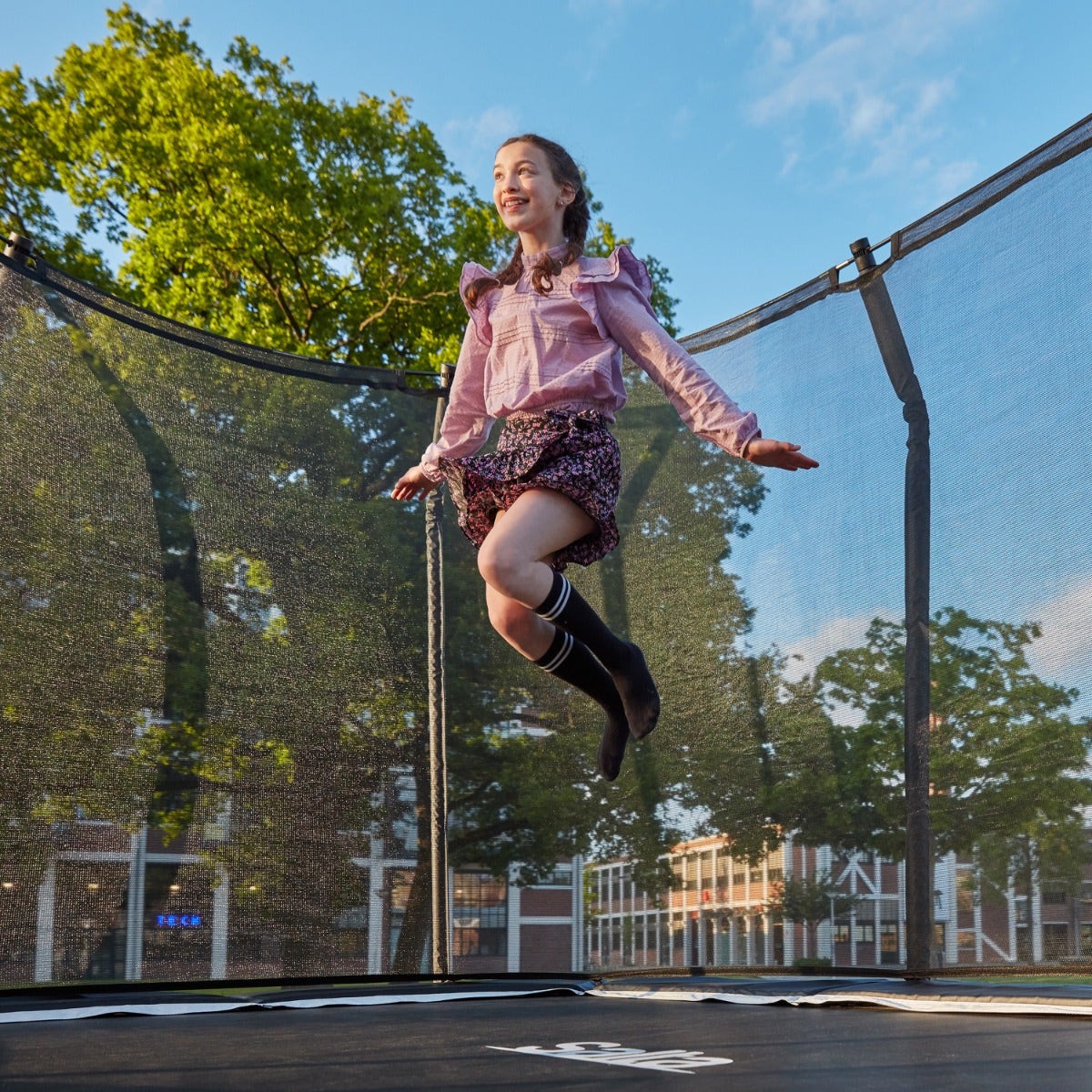 7ft x 5ft Salta Black Rectangular Premium Edition Trampoline with Enclosure - SGP Garden Ltd