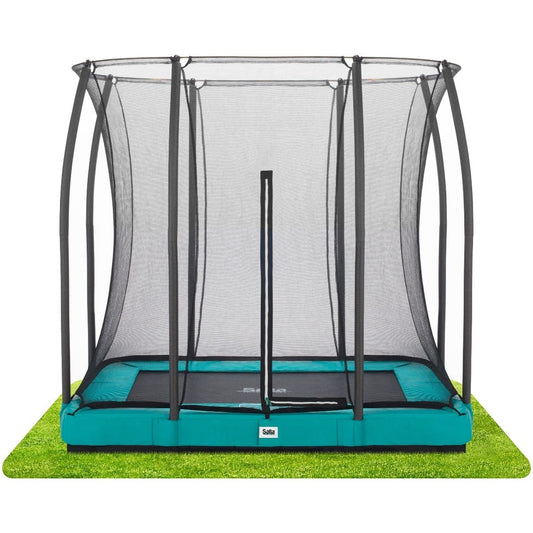 7ft x 5ft Salta Green Rectangular Comfort Edition Inground Trampoline with Enclosure - SGP Garden Ltd