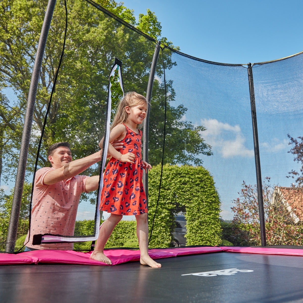 7ft x 5ft Salta Pink Rectangular Comfort Edition Trampoline with Enclosure - SGP Garden Ltd