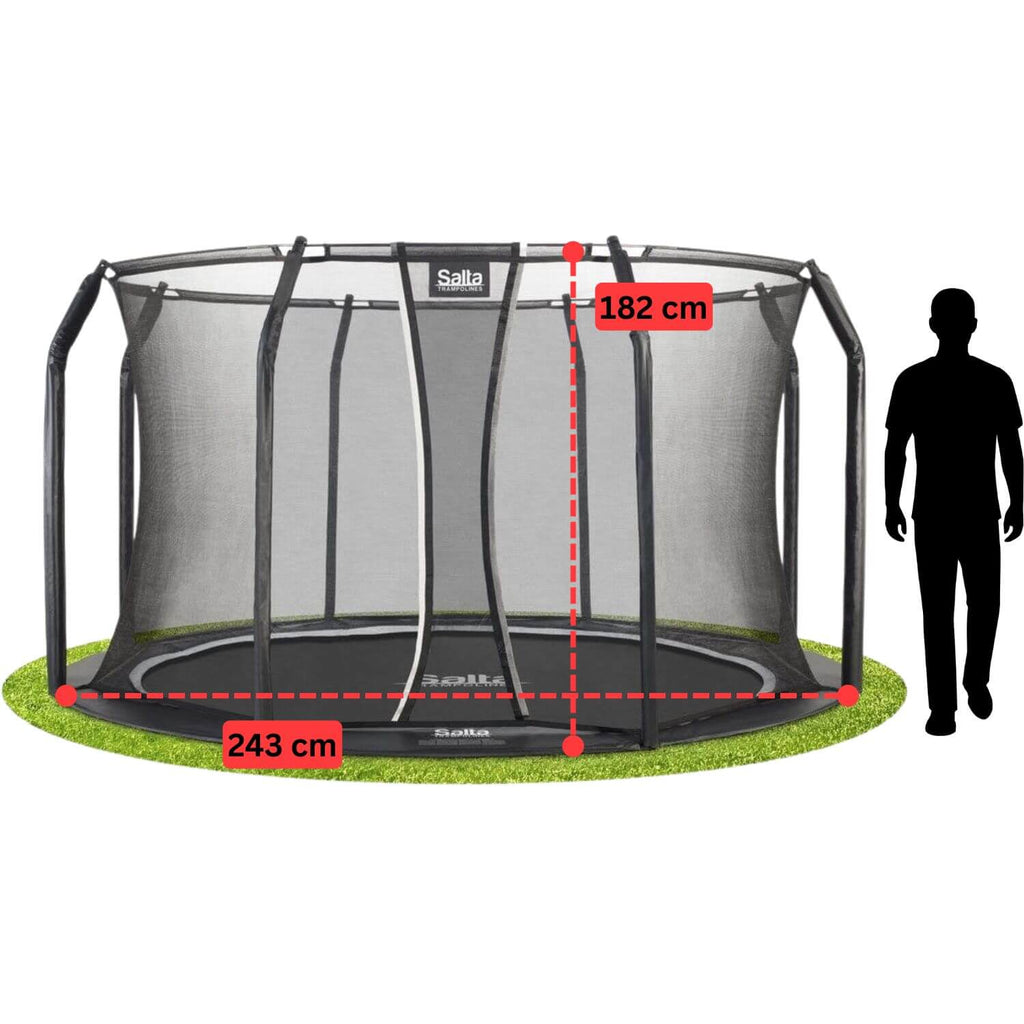 8ft 2" Salta Black Royal Baseground Round Trampoline with Enclosure - SGP Garden Ltd
