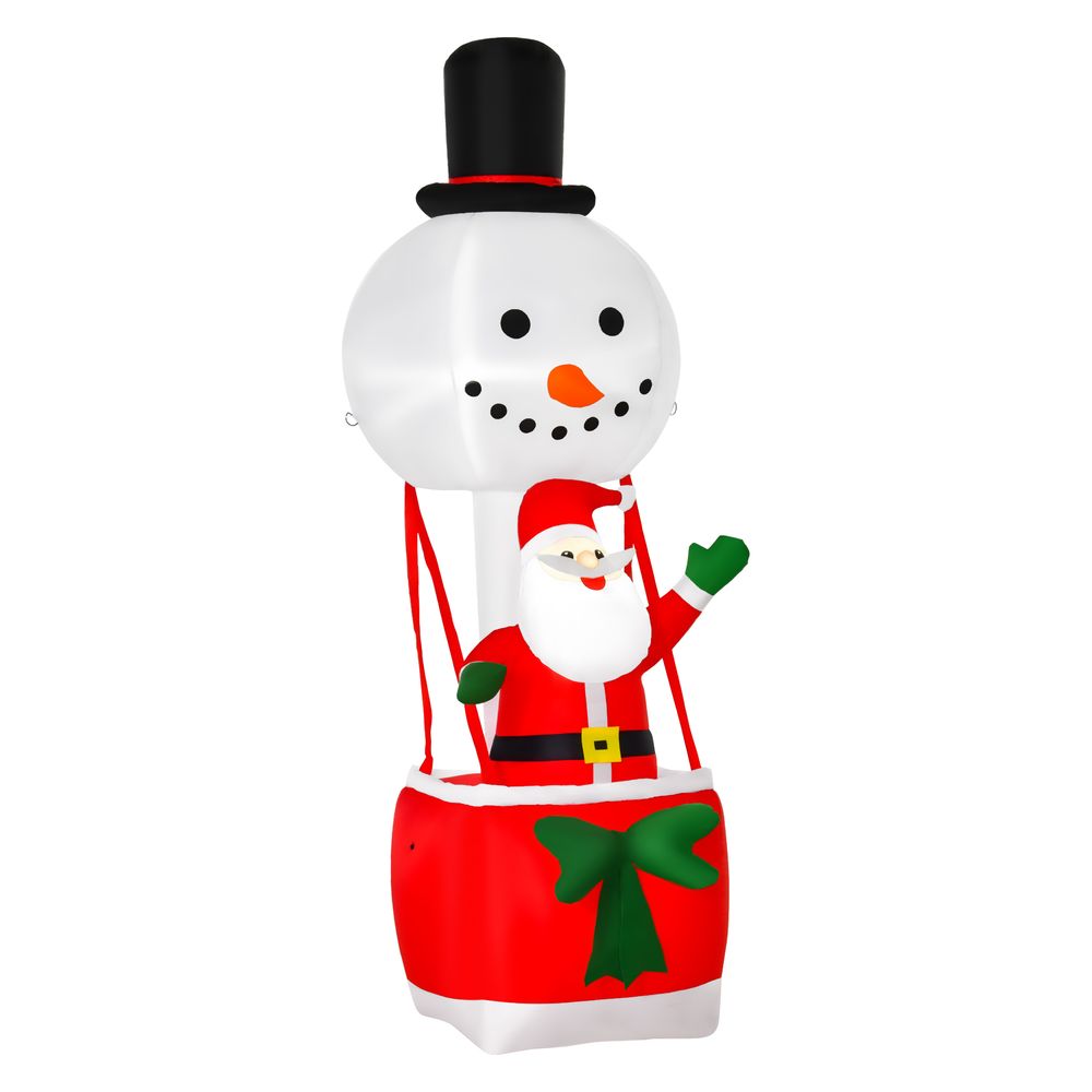 8ft Christmas Inflatable Deco with Santa Claus on Snowman Hot Air Balloon LED - SGP Garden Ltd
