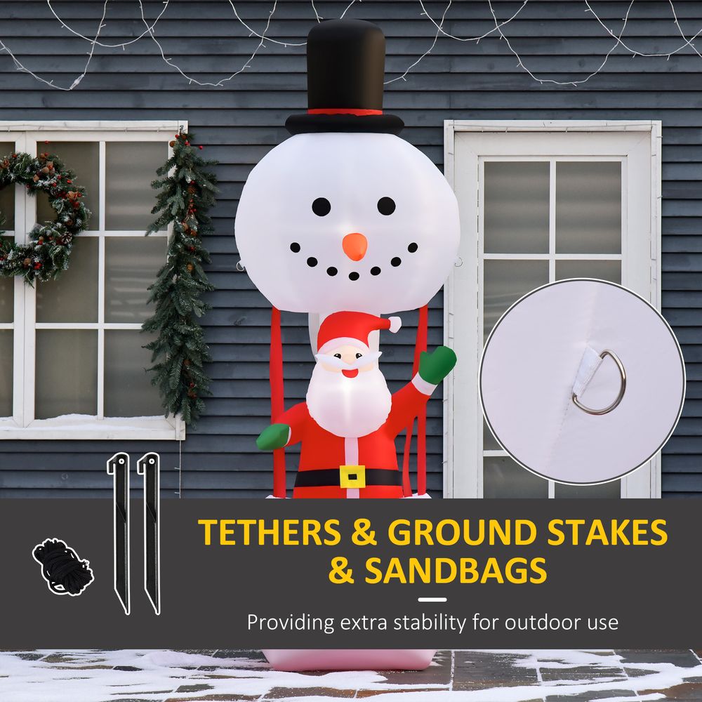 8ft Christmas Inflatable Deco with Santa Claus on Snowman Hot Air Balloon LED - SGP Garden Ltd
