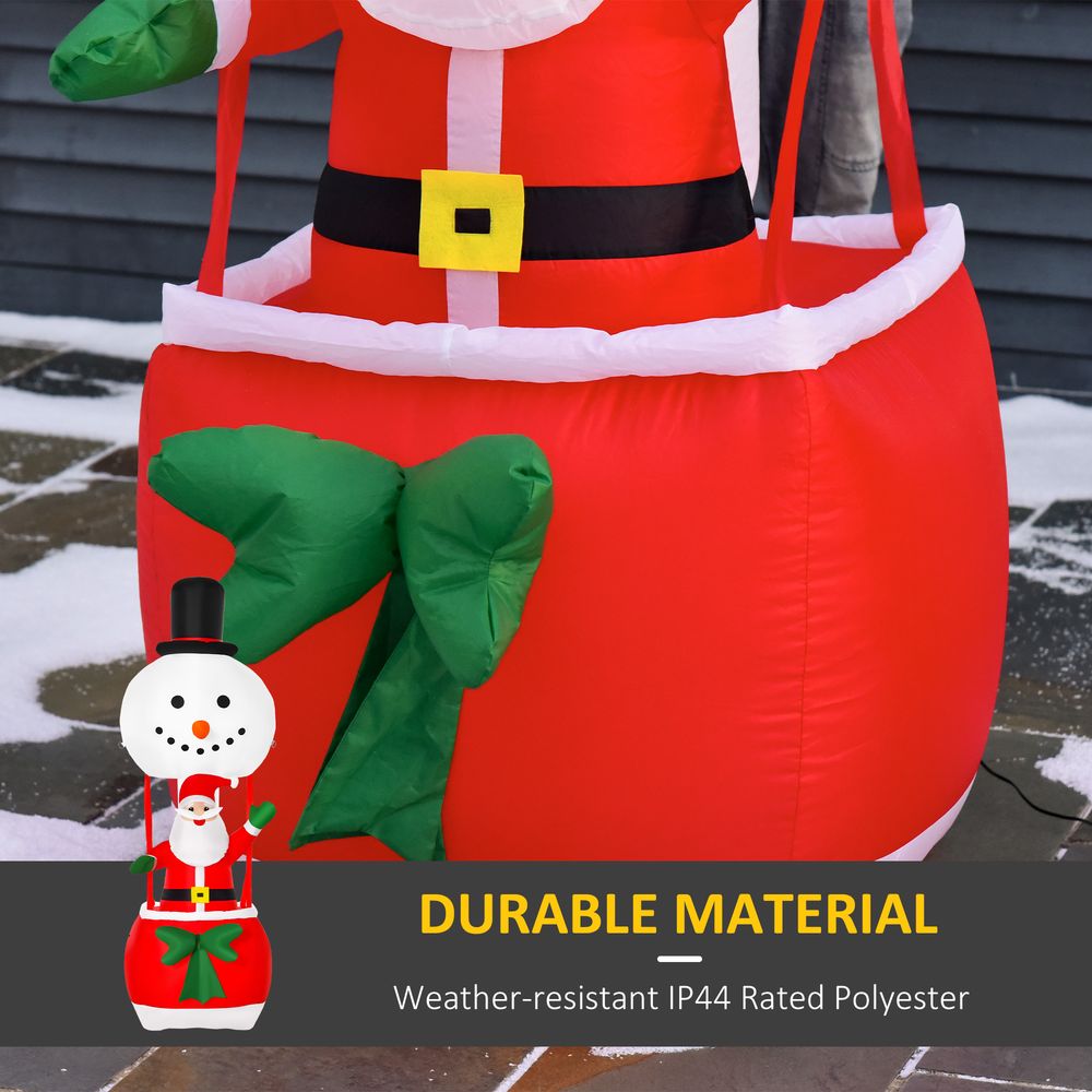 8ft Christmas Inflatable Deco with Santa Claus on Snowman Hot Air Balloon LED - SGP Garden Ltd