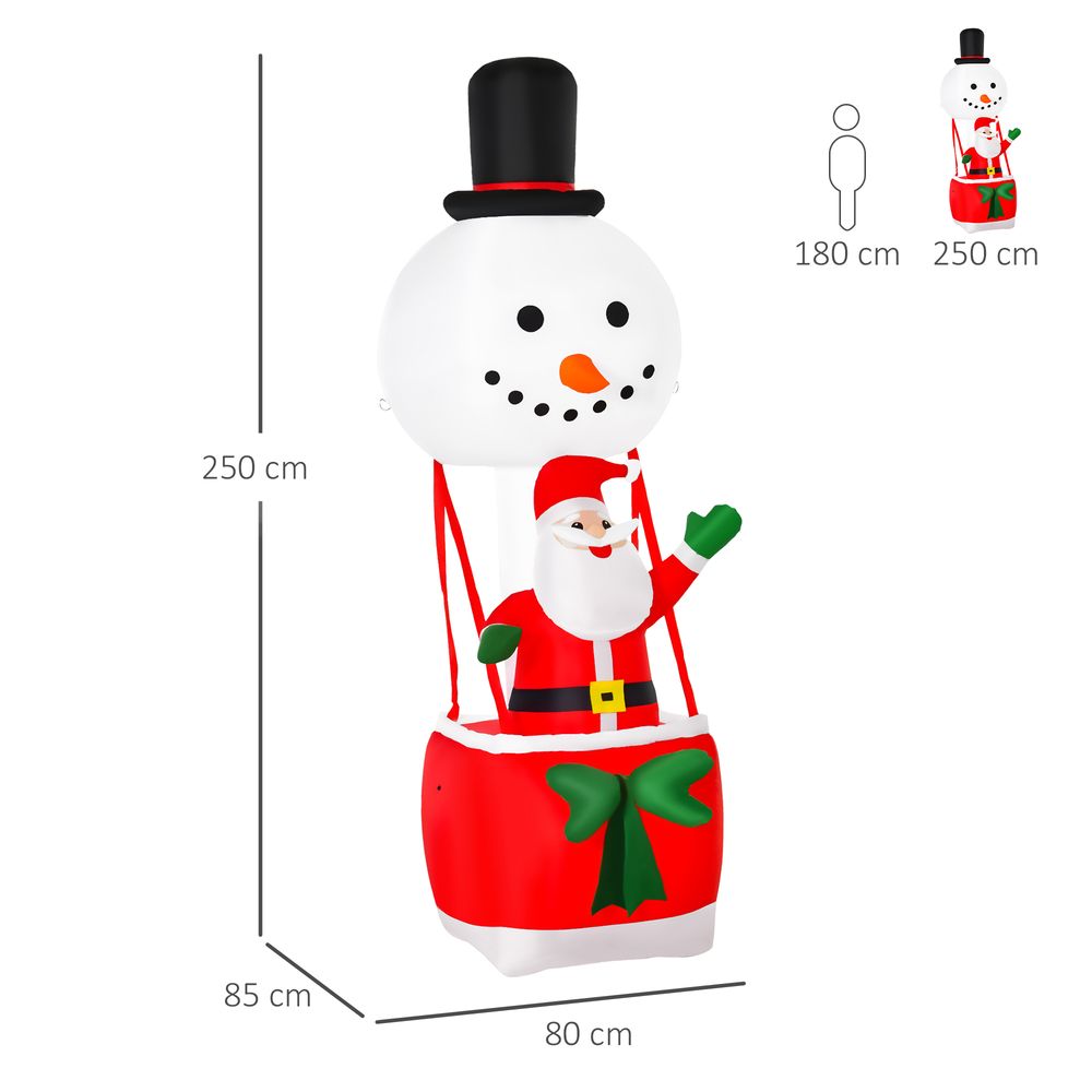8ft Christmas Inflatable Deco with Santa Claus on Snowman Hot Air Balloon LED - SGP Garden Ltd