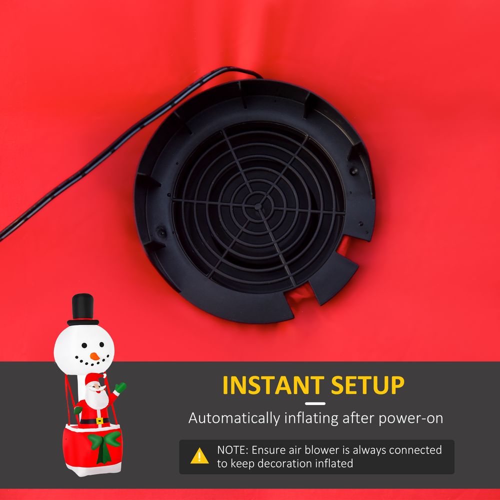 8ft Christmas Inflatable Deco with Santa Claus on Snowman Hot Air Balloon LED - SGP Garden Ltd