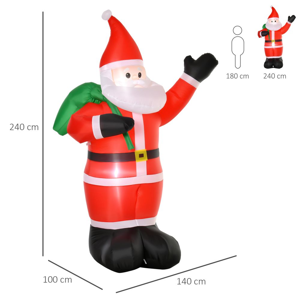 8ft Christmas Inflatable Santa Holiday Deco LED Lights Indoor Outdoor - SGP Garden Ltd