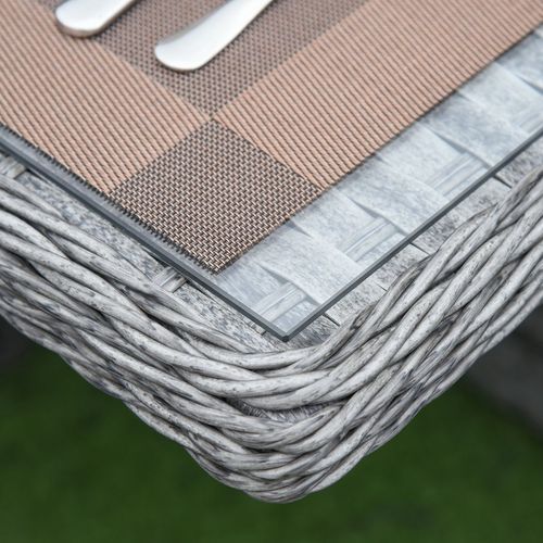 9 PCs Rattan Dining Table Chair Set 8-seater Cube Sofa & Umbrella Table Grey - SGP Garden Ltd