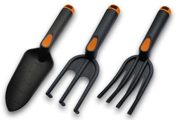 3-Element Garden Tool Set with Fiberglass Handles for DIY Workshop Accessory