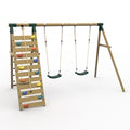 Plum® Uakari™ Wooden Swing Set – Double Swing & Climbing Wall - SGP Garden Ltd