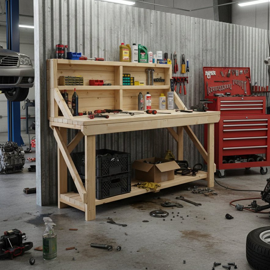 Acorn Wooden Workbench With Back Panel - SGP Garden Ltd