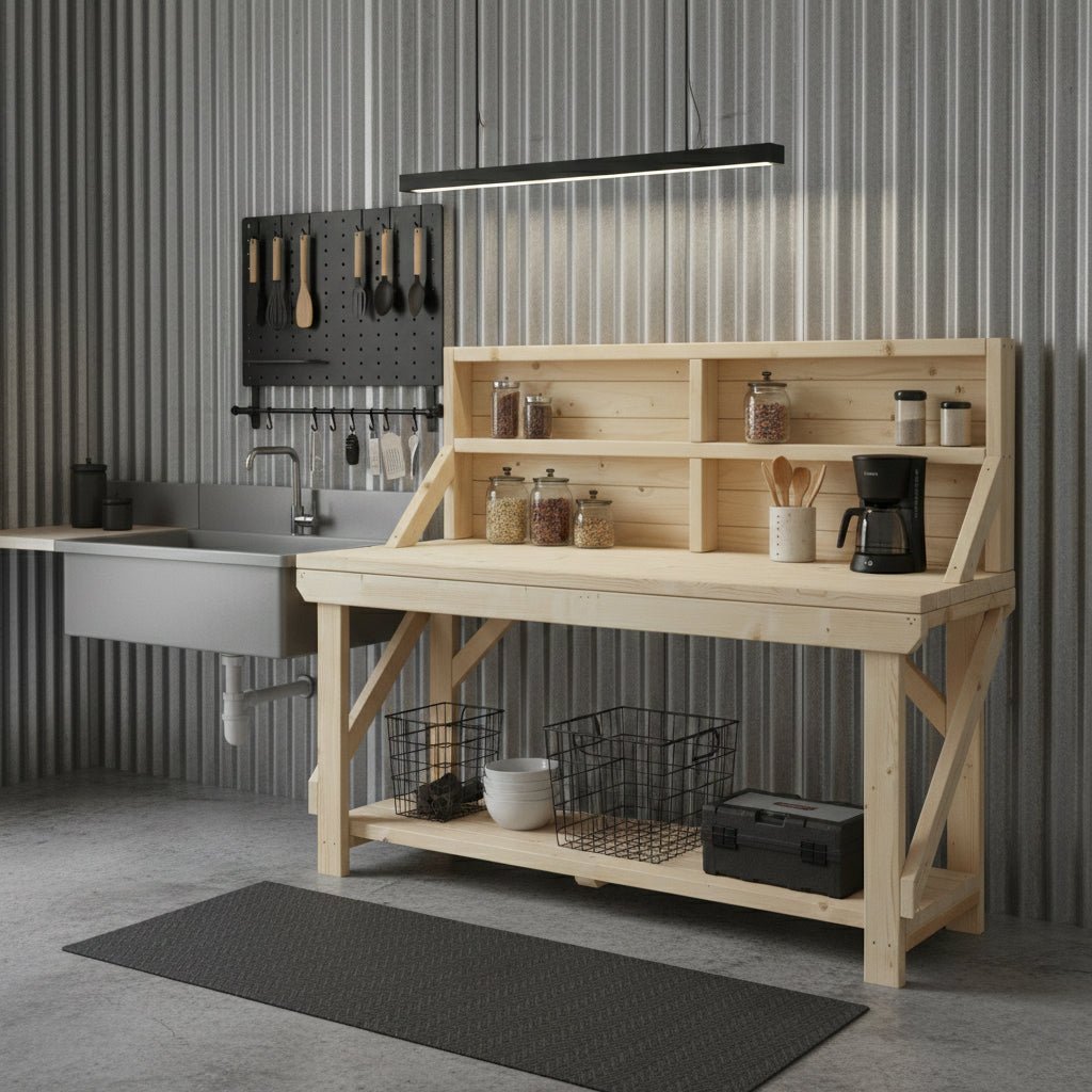 Acorn Wooden Workbench With Back Panel - SGP Garden Ltd